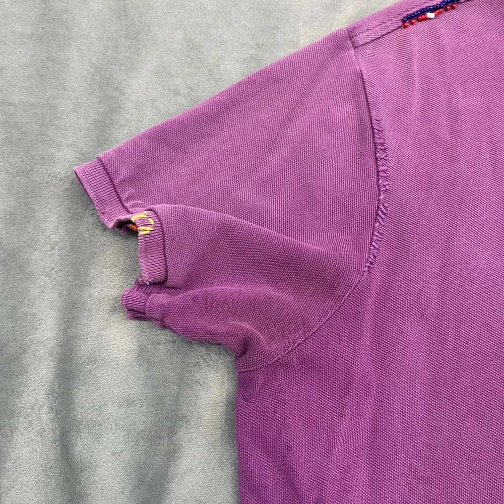 Polo Ralph Lauren Polo Shirt Aztec Mayan Men XL Purple Bead Embroidery Custom Fi